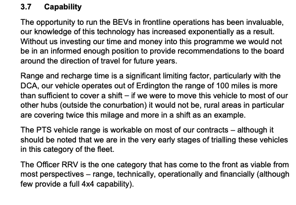 As the Telegraph notes, West Mids did find issues around range in its trial electric ambulances, which would not be enough in rural settings – but the board says range was 'more than sufficient' for urban areas 10/