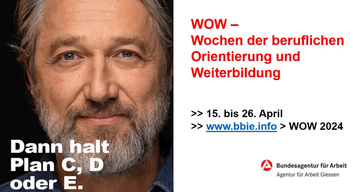 Auf der Suche nach beruflicher Orientierung und #Weiterbildung?

👉15. bis 26. April
👉bbie.info

Einloggen, teilnehmen, informiert sein

#Arbeitsagentur