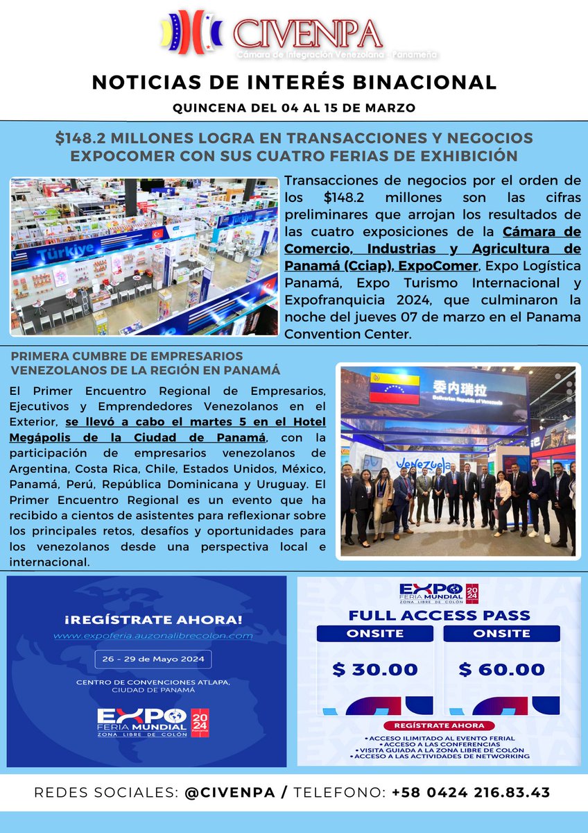 🇻🇪Noticas de Interés Binacional🇵🇦

📰Quincena del 04 al 15 de marzo📰