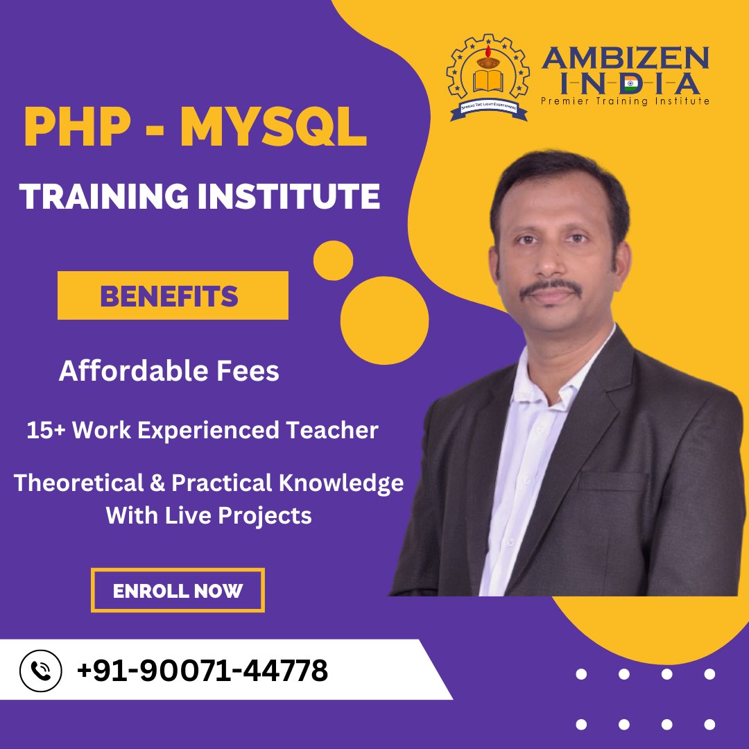 ambizenindia's tweet image. 🚀 Elevate Your Coding Skills at Ambizen India - Your Top PHP MySQL Training Institute Near JNU! 🎓
Get In Touch : +91-90071-44778
Website : ambizenindia.in
#PHPcourse #PHPtraining #PHPclasses #LearnPHP #PHPcertification #PHPinstitute #PHPcoaching #PHPworkshops