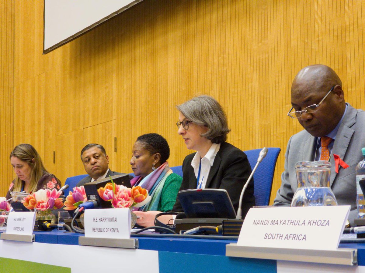 swiss_un's tweet image. 📣 Happening now! Today’s 🇿🇦&amp;amp;🇰🇪 #highlevel side event @ #67CND focuses on ending inequalities and AIDS! 🇨🇭is honored to be on the panel with Anne Lévy, Driector FOPH, sharing experiences and learning from others @BAG_OFSP_UFSP