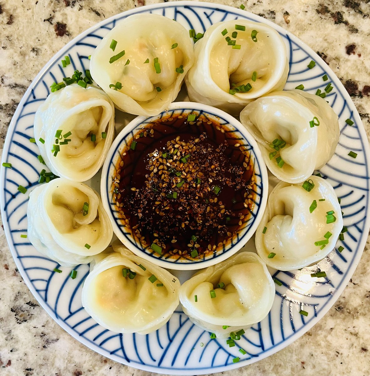 Mandu (or Korean dumplings)! These were filled with ground chicken, vegetables and ginger. The sauce is a mix of soy, sesame, rice vinegar and gochugaru (red pepper). Eight may not be enough. #Food #Foodie #FridayFeeling
