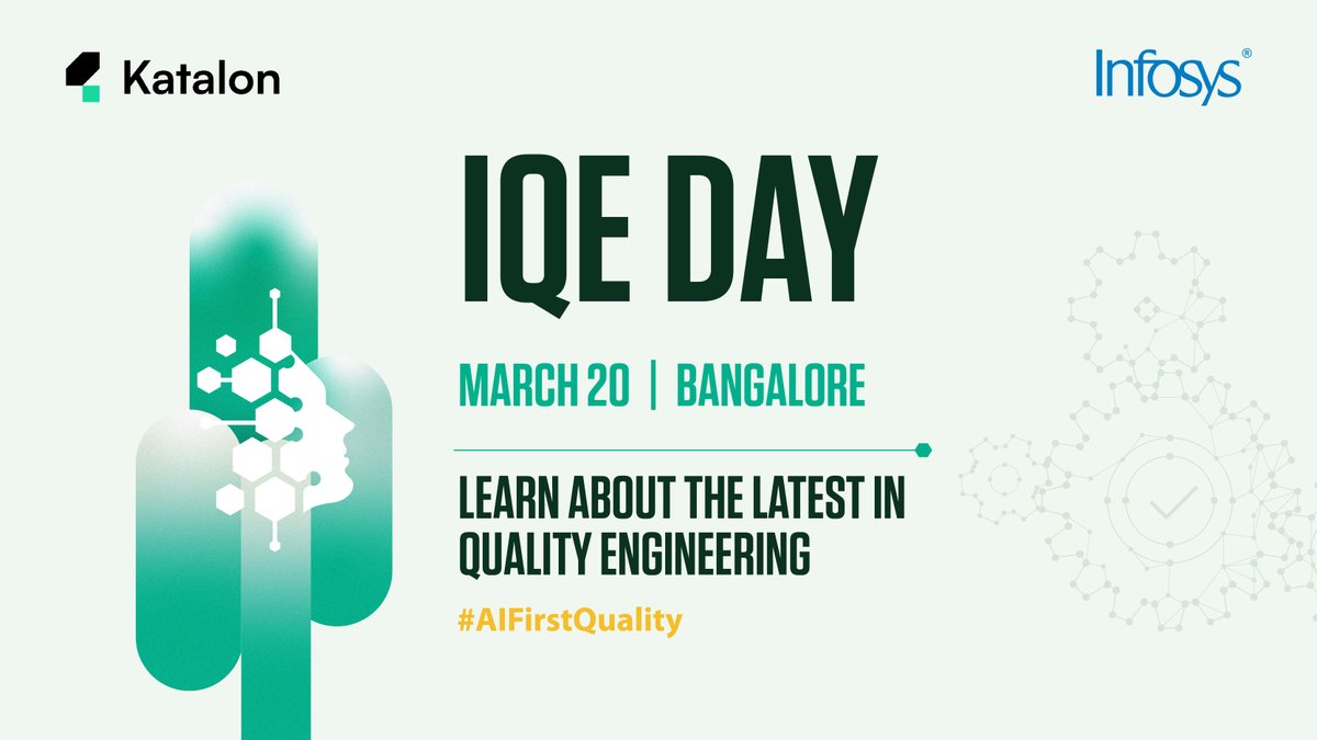 Katalon (@katalonplatform) on Twitter photo Katalon at <a href="/InfosysEvents/">InfosysEvents</a> #IQEDay in Bangalore!
Explore how #Katalon & #Infosys enhances value and impact for IQE and Infosys clients through Katalon’s core and #AI test automation capabilities. Don't forget to stop by our booth.
#qualityengineering #AIFirstQuality Katalon at <a href="/InfosysEvents/">InfosysEvents</a> #IQEDay in Bangalore!
Explore how #Katalon & #Infosys enhances value and impact for IQE and Infosys clients through Katalon’s core and #AI test automation capabilities. Don't forget to stop by our booth.
#qualityengineering #AIFirstQuality