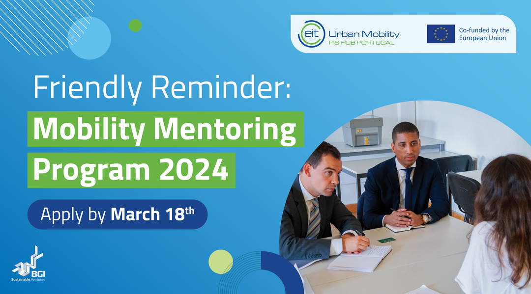 🚀 Don‘t miss the opportunity to elevate your startup! 🌐✨

The Mobility Mentoring Program is aimed at startups who want to grow their solutions in this sector.

Apply today! bgi.pt/eit-urban-mobi…

#Mentoring #EITUrbanMobility