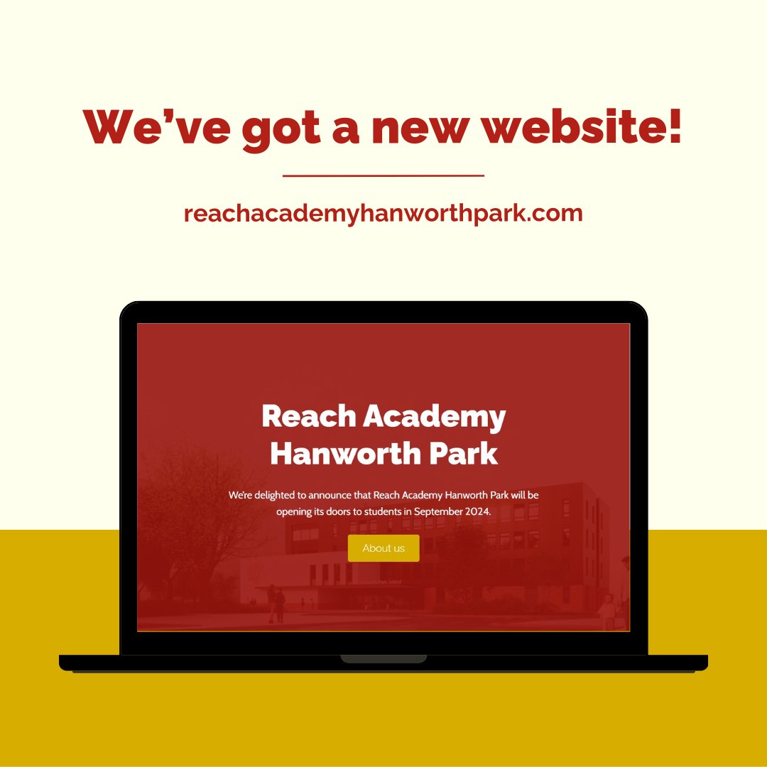Have you visited our new website?💻📱 We'll be continuing to add helpful content for students, parents and teachers as we approach our exciting school opening in Sep 2024. 🔗 reachacademyhanworthpark.com