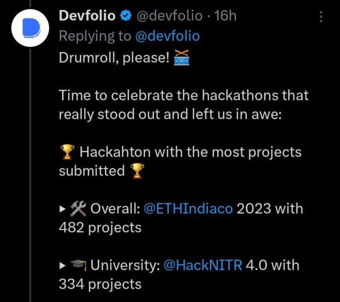 Wonderful to see #HackNITR Shine Out✨✨!!!

Congrats 🎉👏
#NITRourkela @Opencode_NITRKL 
@dscnitrourkela