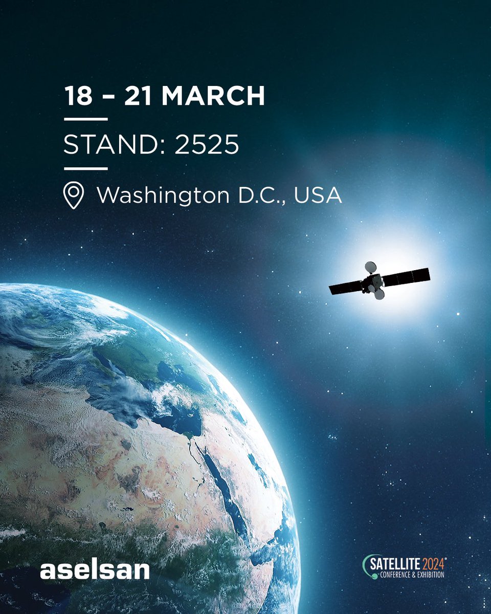 Vaşington'da düzenlenecek olan #Satellite2024 Fuarı’nda buluşalım!
Son teknolojilerimiz hakkında detaylı bilgi paylaşmak için standımıza bekliyoruz.
🌐
Let us meet at #SATShow!
Visit us at our booth to learn more about our latest technologies.
 
🗓️ 18 – 21.03.2024
📍 Washington