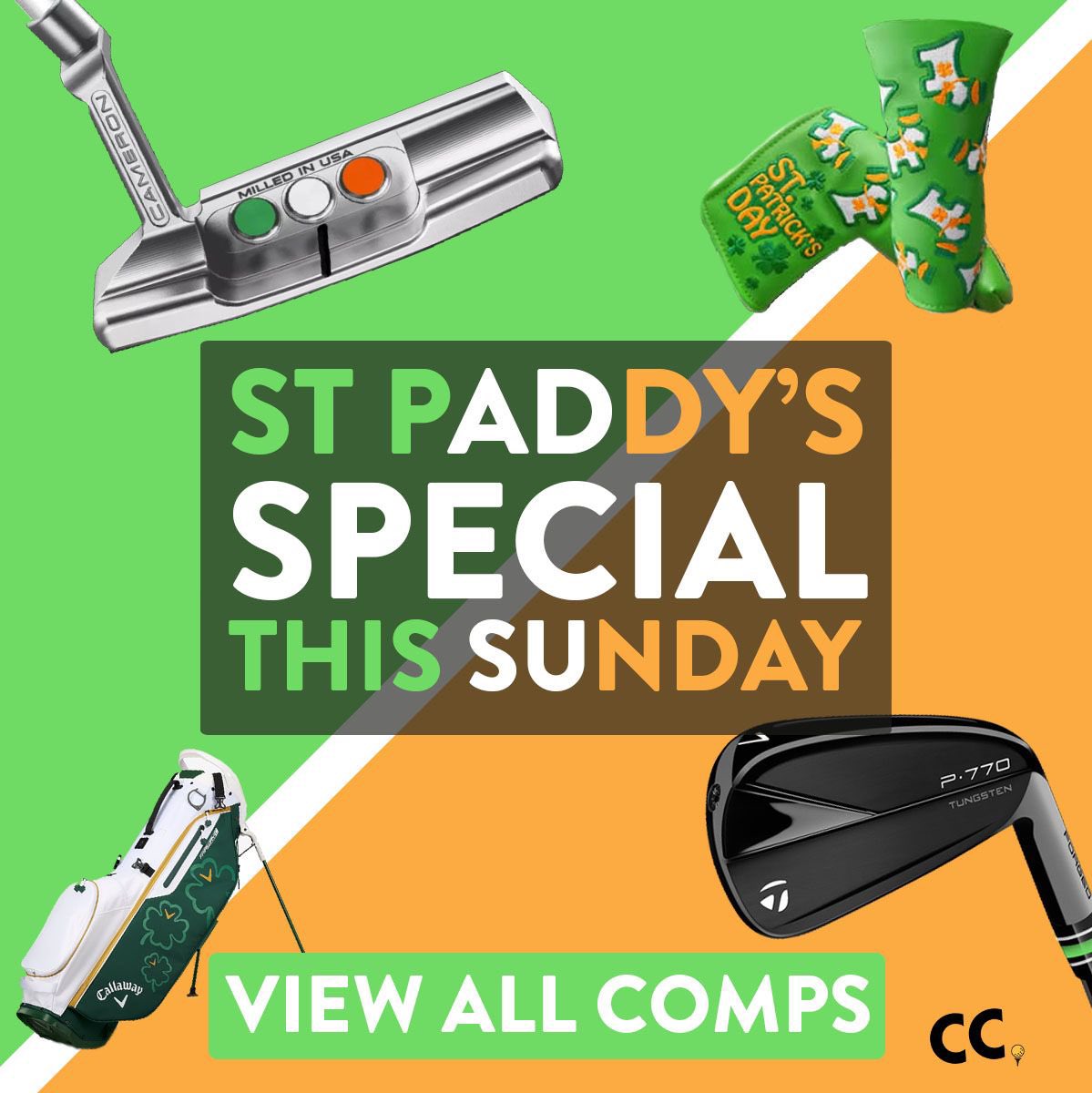 ☘️ THIS SUNDAY! 11 competitions on St Patrick’s Day. Including custom Scotty Cameron’s, Custom TaylorMade Phantom P770 irons, Limited Edition ‘Lucky’ Callaway Ai Smoke Bundle & Loads more. 🎟 Tickets from 79P See all comps here >>> caddycomps.com/allcomps/ #StPatricksDay2024