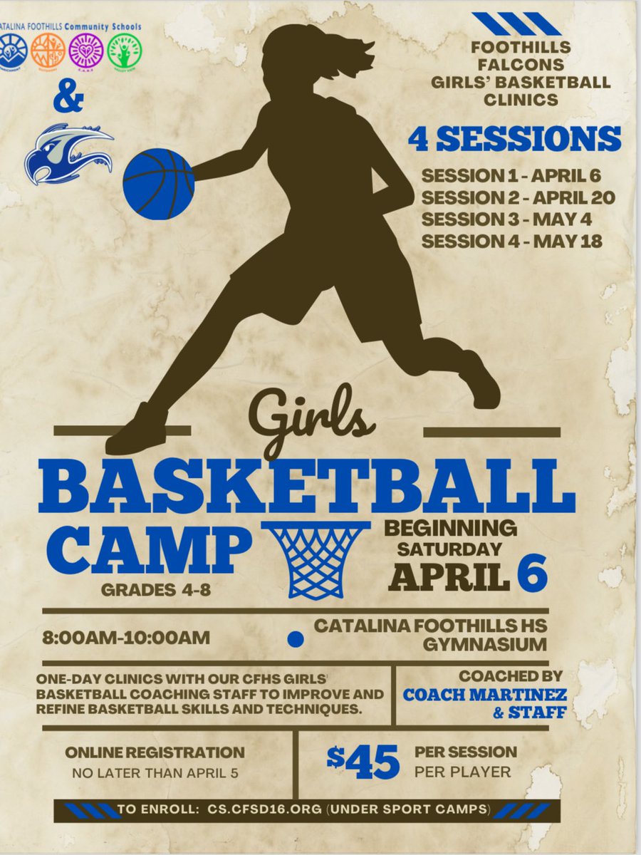 Catalina Foothills Girls basketball is hosting a skills camp for girls in grades 4-8!