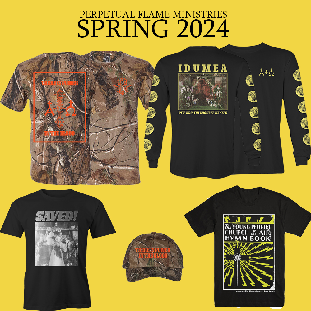 THERE IS POWER IN THE BLOOD! 2024 Spring merch drop is here including a combo authentic RealTree shirt/hat with a bundle discount, some backstock Lingy designs from UK 2023 & our 2024 tour long/short sleeves! Most items are pre-order shipping late April! perpetualflamestore.com