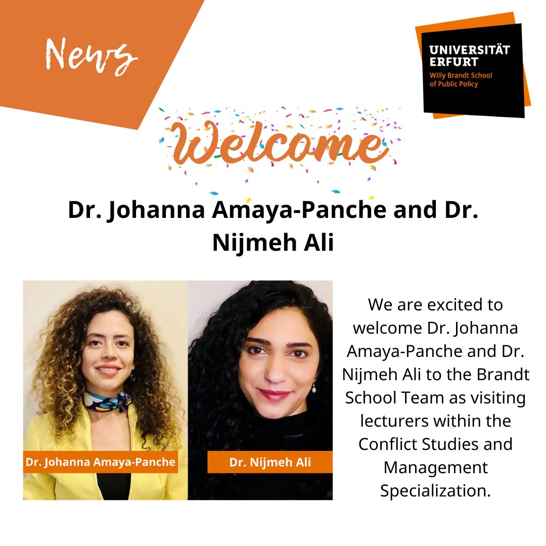 🎉 We are thrilled to announce that Dr. Johanna Amaya-Panche and Dr. Nijmeh Ali are joining the Brandt School as visiting lecturers this summer semester! Read more about them and their work on our website: lnkd.in/eUsVJKFQ 🌟 We look forward to welcoming them soon!