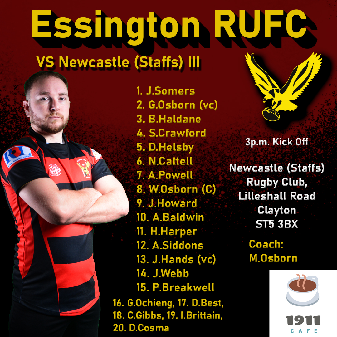 𝑻𝑬𝑨𝑴 𝑵𝑬𝑾𝑺 This will be the squad to face Newcastle Staffs RUFC III in the league. Saturday 16th March 3PM KO Newcastle Staffs Rugby Club, Lilleshall Road, Newcastle Under Lyme, ST5 3BX Come along and support the lads.