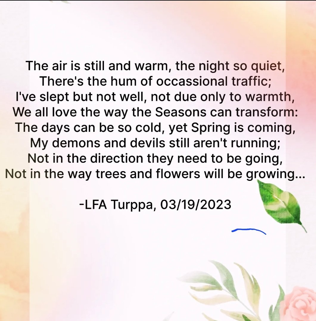 Friday poem! 💕

The warmth is unseasonable while both mental and physical pain reside. 

#mentalhealth #ptsd #bipolardisorder #depression #anxiety #panicattacks #writing #healing #poetry
