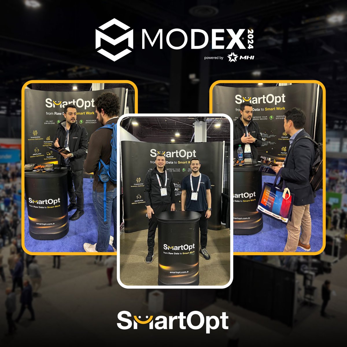 SmartOpt showcased its proprietary deep technology solutions for end-to-end supply chain optimization at #MODEX2024. #SmartOpt #SCM #AI #ML #optimization #supplychainmanagement  #data #optimizasyon #tedarikzinciri #artificialintelligence #machinelearning #tech #supplychain