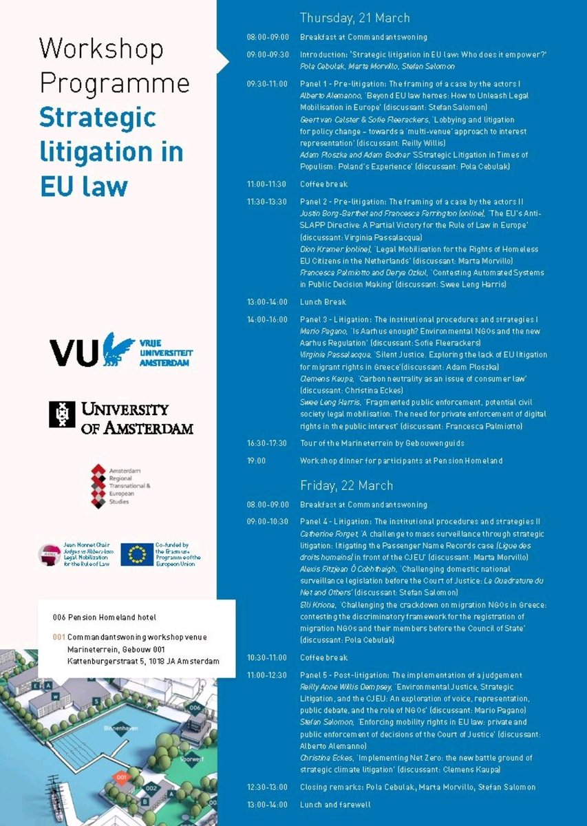 Looking forward to discussing strategic litigation in European law next week with @alemannoEU,@GAVClaw, @SofieFleer, @AdamPloszka, @JustinBBarthet,@FM_Farrington,@dionkramer,@FPalmiotto,@DeryaOzkul, @mariopag90,@Vi_Passalacqua ,@ClemensKaupa,@SweeLengHarris & others
