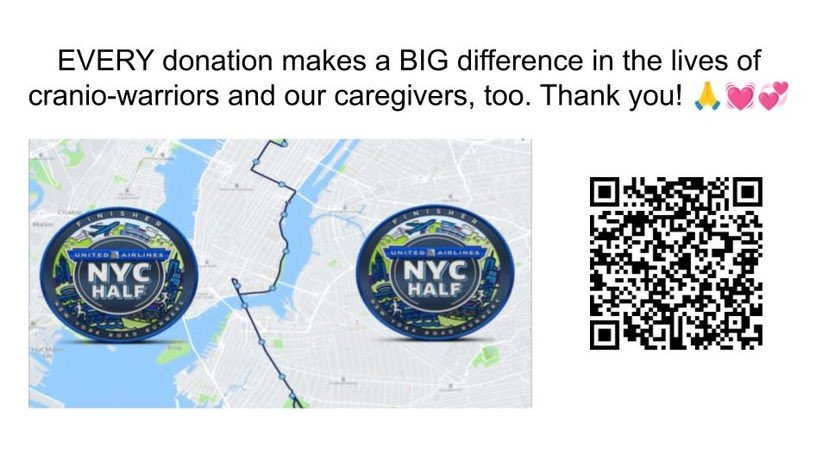 Countdown to the <a href="/nychalfmarathon/">NYC Half-Marathon</a>.  Appreciate ALL the support &amp; cheers! 🙏🏃🏻‍♀️🥰 <a href="/rawoodfound/">Raymond A. Wood Foundation</a> #BrainTumorWarrior
#Craniopharyngioma