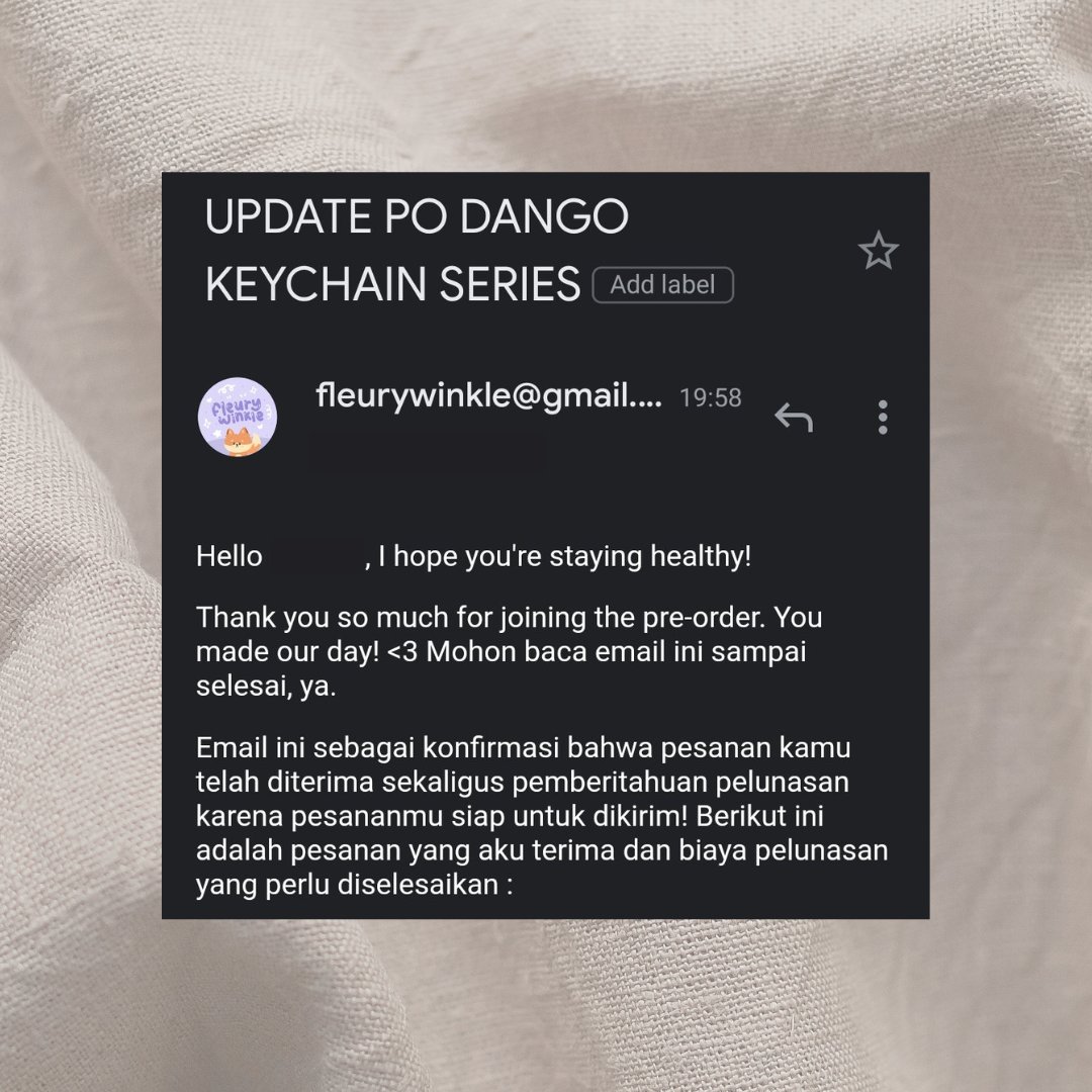 fleurywinkle's tweet photo. [ DANGO KEYCHAIN SERIES STATUS UPDATE ]

Haloo! Thank you for those who participated in the Pre-Order. Link pelunasan sudah aku kirimkan melalui email. Jika ada data yang keliru boleh dm aku yaa 🫶 https://t.co/M2WFgSEa8f