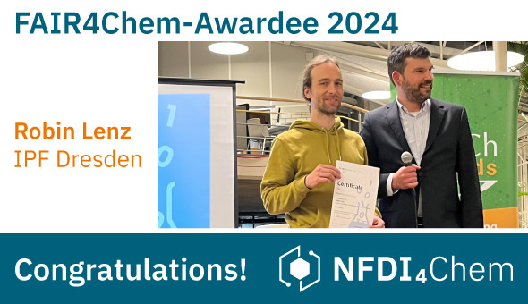 This is what winners look like. Yesterday at the JCF Spring Symposium, we were able to present Dr. Robin Lenz with the FAIR4Chem Award with 500 € in prize money (donated by the FCI).🏆 Congratulations to the winner - and to all of us: storing FAIR data is not rocket science😉