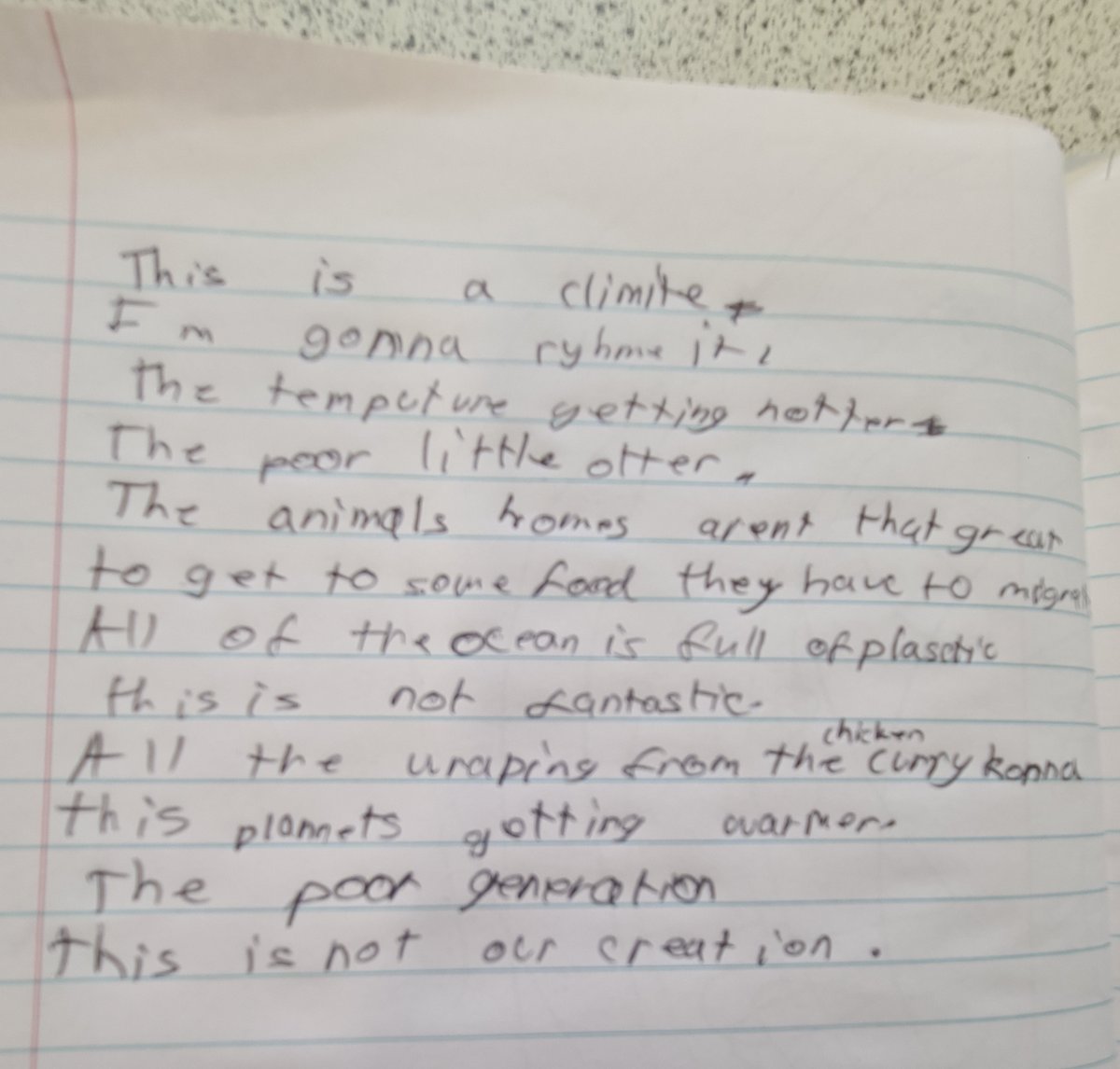 TewksAcademySci's tweet photo. Have a read of Yr 8 @tewkschool Charlie's amazing poem about climate change! Who knew you could rhyme korma and warmer! What a great piece of work! #english #scienceandenglish #crosscurricular #climatechange @Cabotfederation https://t.co/4fRPRR1jik
