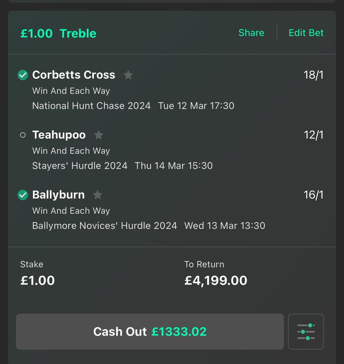 bensmith590's tweet photo. @racingtips My winner 👍🏻 https://t.co/4QO4gUkGxg