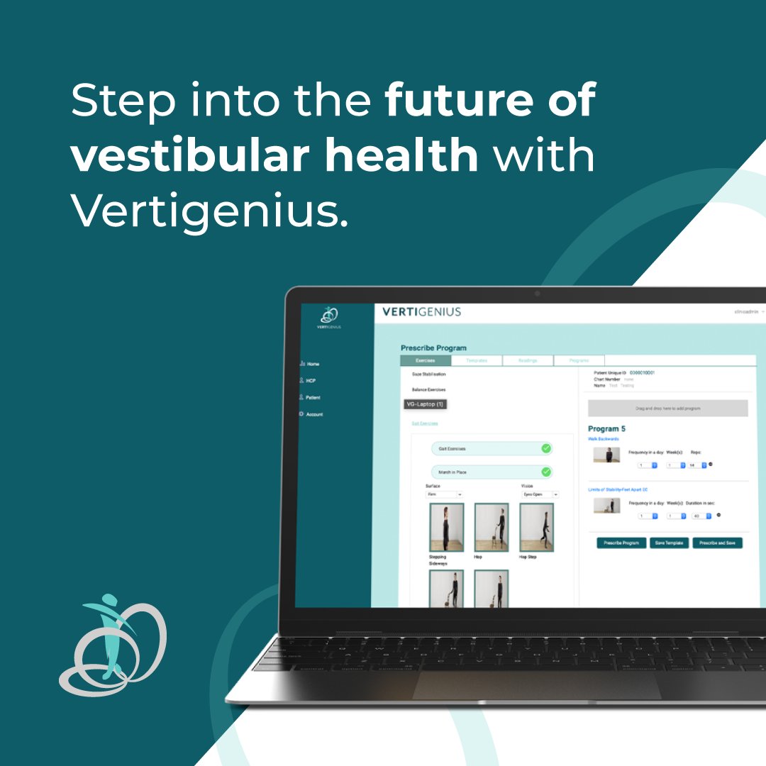 Our cutting-edge platform combines a wearable head sensor and a dedicated patient app, allowing you to design, prescribe, and monitor tailored vestibular rehabilitation exercises. 🌀 Learn more today> bit.ly/3IzUS1q #Vertigenius #BetterBalance #VestibularTherapy