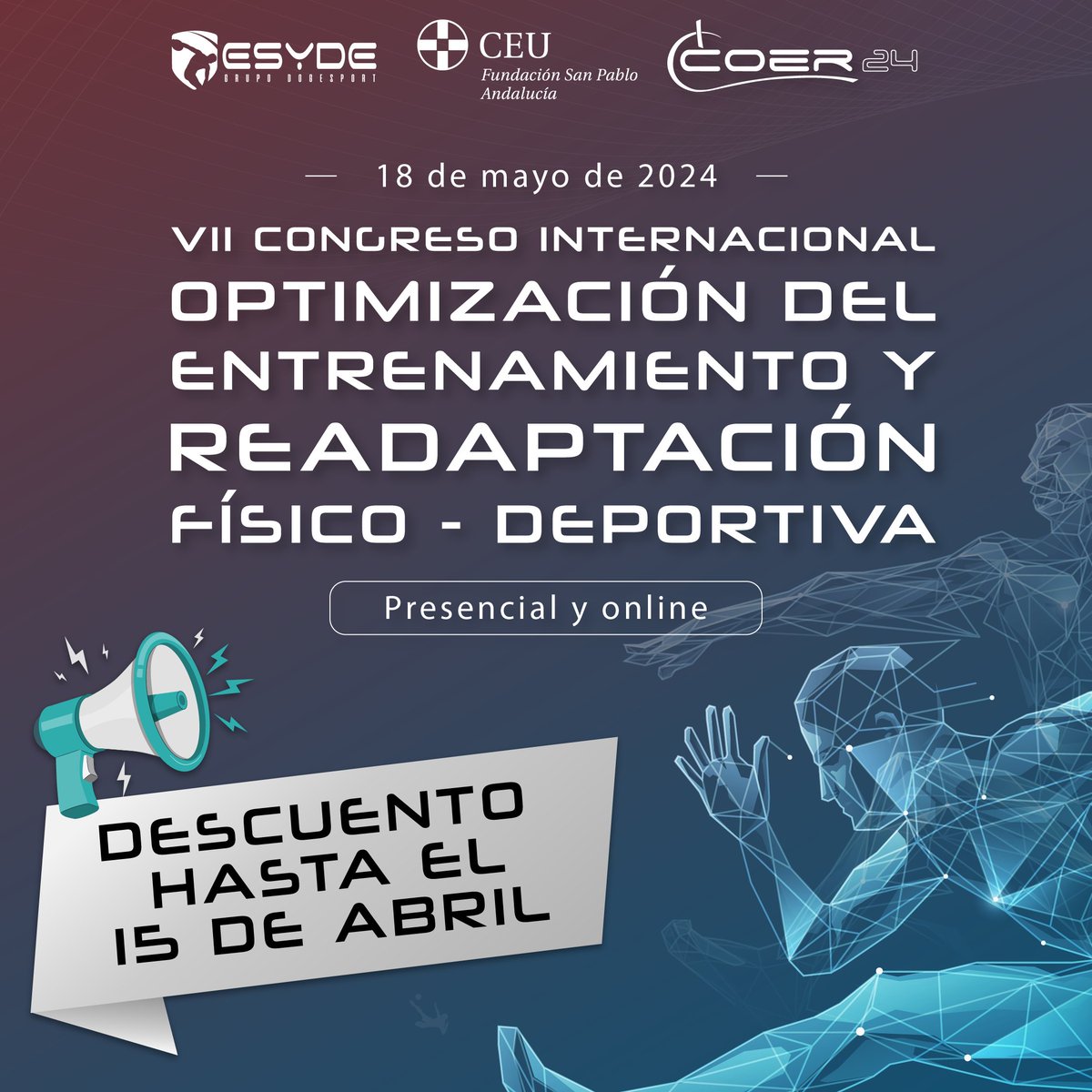 Las inscripciones del #COER cuentan con un descuento disponible hasta el día 15/04. 

Aún puedes aprovecharlo e inscribirte en esta VII Edición del Congreso Internacional organizado por <a href="/ESYDE_Formacion/">ESYDE Formación</a> y <a href="/CEUAndalucia/">CEU Andalucía</a> 

Más info 👇

congresodeoptimizacion.com/inscripcion-co…