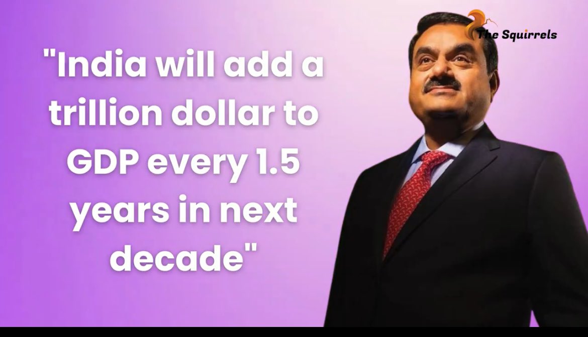 @bhupendrachaube @gautam_adani @AdaniSportsline #GautamAdani 

The acceleration in last 5 years is unstoppable.

It took 58 years to reach 1 trillion economy…
Now, every 18 months it will grow by 1 trillion addition.
