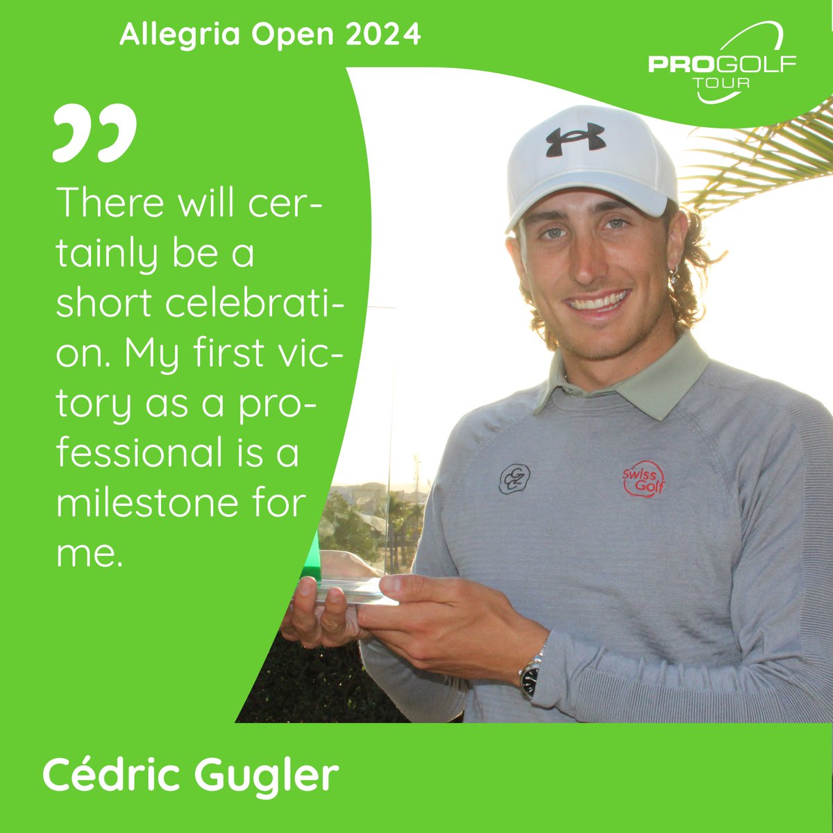 On his way to the highest level of golf, his win at the Allegria Open is a "milestone" in his career that should be celebrated, at least briefly.
"Instead of water, there might be Coke Zero," joked Cédric Gugler after the ultimately hard-fought victory: tinyurl.com/4f283pch