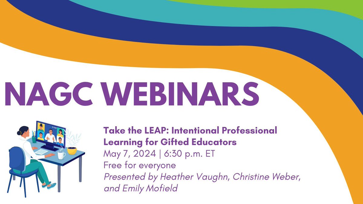 Take a LEAP with NAGC on May 7, 6:30 p.m. ET! Join a FREE webinar, Intentional Professional Learning for Gifted Educators, to learn about the LEAP framework and new LEAP guidebook: buff.ly/3VhAzNz #Gifted #GiftedEd #GiftedMinds