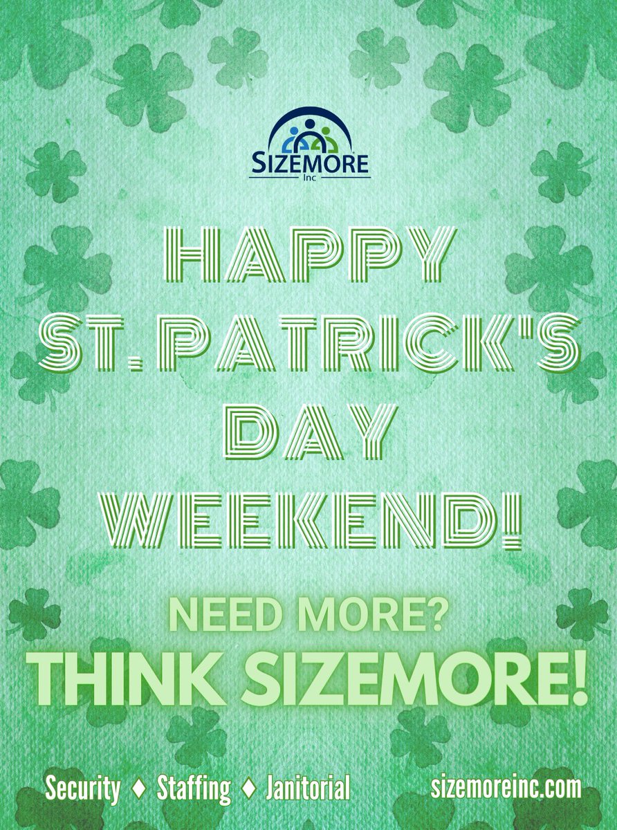 #sizemore #sizemoreinc #sizemorejobs #needmorethinksizemore #security #staffing #janitorial #stpatricksday #happystpatricksday #stpatricksday2024 #stpatricksdayweekend ☘️☘️☘️