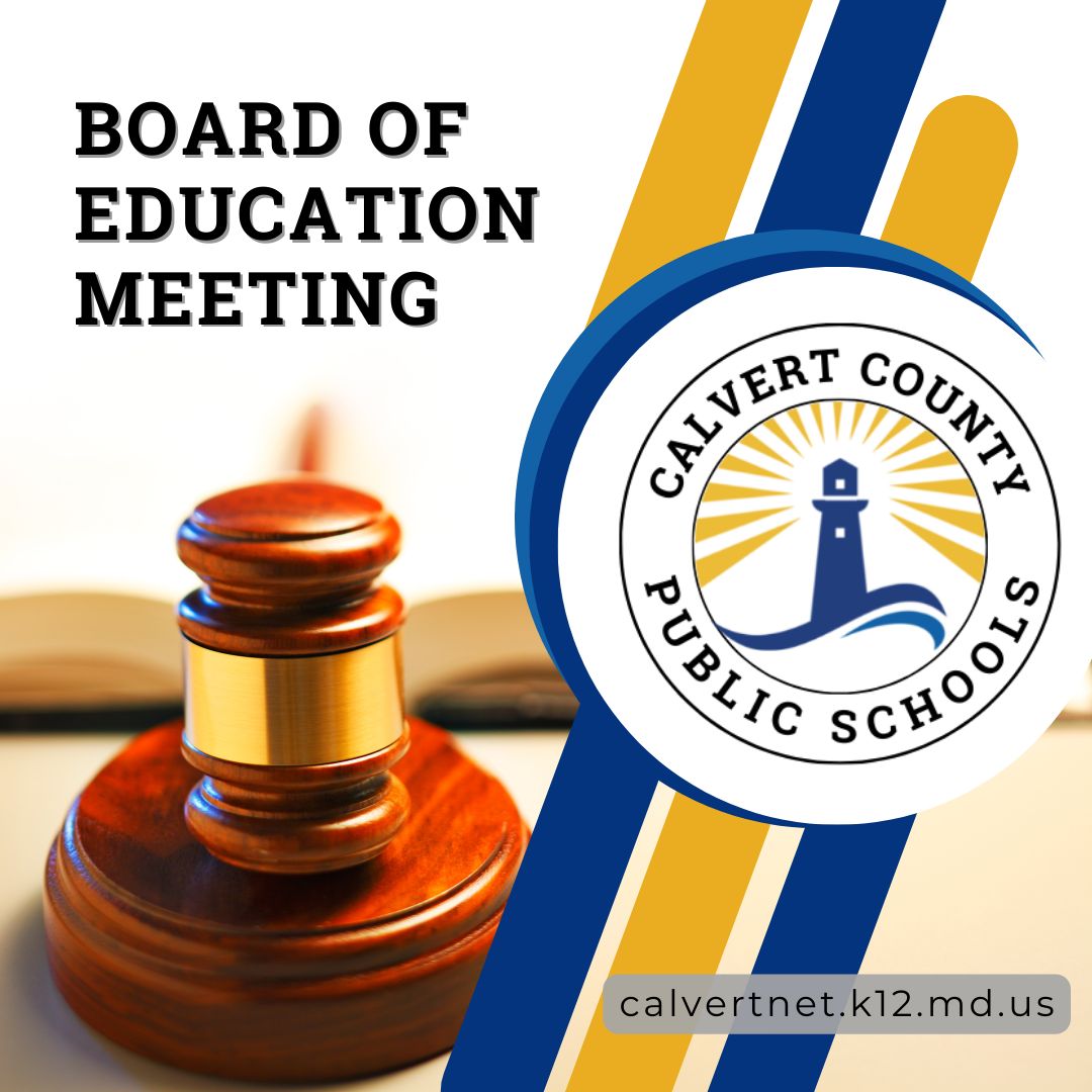 The Calvert County Board of Education will hold an unscheduled meeting on Monday, March 18, 2024, at 10:30 a.m. To watch the meeting online go to calvertnet.k12.md.us/board-of-educa…