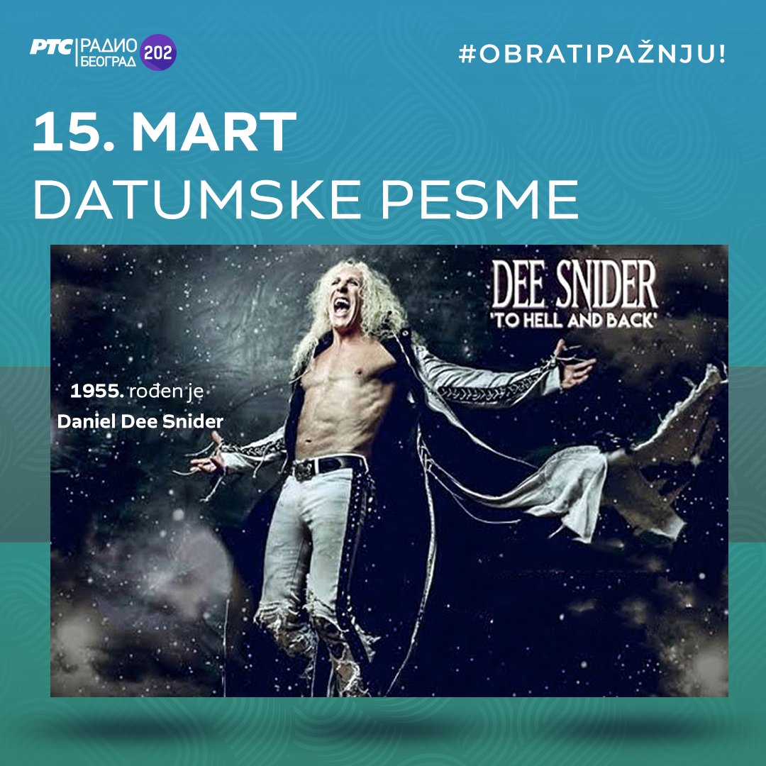 Beograd202's tweet photo. 🗓️ #DatumskePesme - slušamo radnim danima od 14 sati
1955. ✴️ rođen je DANIEL DEE SNIDER
1962. ✴️ rođen je TERENCE TRENT D'ARBY
#15mart #NaDanašnjiDan
#15March #OnThisDay
#bornin1962 #bornin1955 https://t.co/Yko8Ha5Vqu