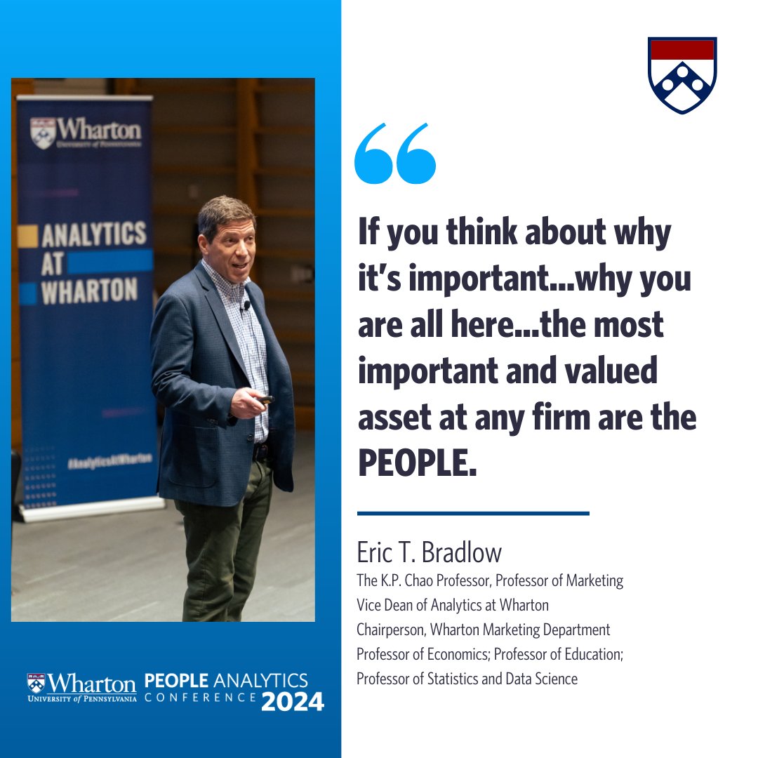 A big thanks to @WhartonAnlytcs Vice Dean @EBradlow for kicking off day two of #PAC11. We're excited to see what's in store for the rest of the conference. Here's to a day of learning, connecting, & exploring the latest advances in #peopleanalytics! #PAC11 #AnalyticsatWharton