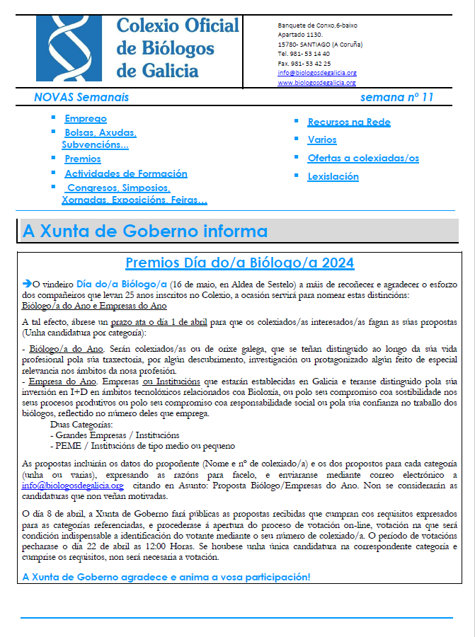 COBGalicia's tweet photo. Info colexiados/as: Novas Semanal. Importante!
#EMPREGO
-Plazas de #profesorado en Secciones #Bilingües de español en centros educativos
-#Concurso #ordinario #postos de #traballo vacantes #Administracion #especial Galicia
...
Boa fin de seman #biólogos #biólogas https://t.co/VZoF7qqjr8