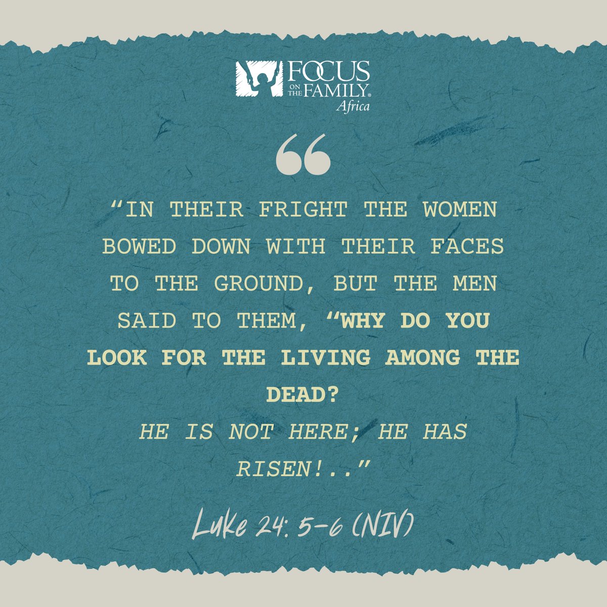 Focus_Africa's tweet photo. #MondayMotivation He is Risen! Our God he reigns forever ✝️👑
#MondayScripture #BibleVerse https://t.co/esQLSzcePO