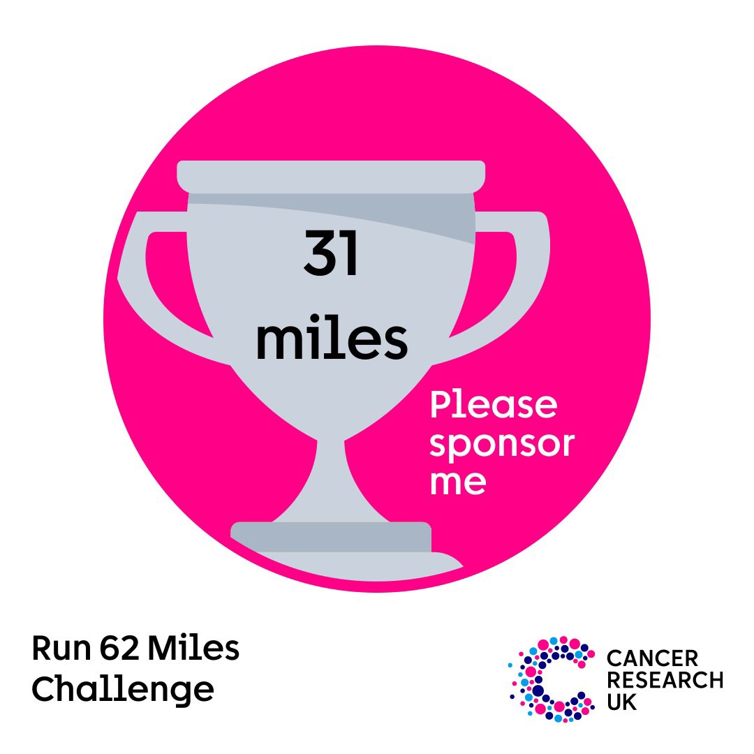 Day 15/31 - half way there! I’m running two miles a day this month to do 62 Miles in March for Cancer Research. If you’d like to sponsor me this link will take you my fund raising page and make me very happy fundraise.cancerresearchuk.org/page/jamess-gi…