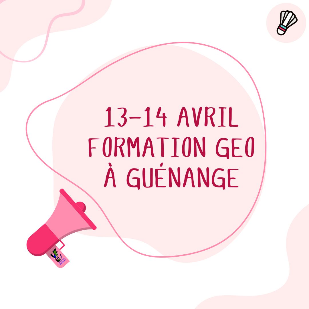 Une formation GEO 1 (Gestionnaire et Organisateur de Compétition) est proposée à Guénange les 13 et 14 avril 2024 en parallèle du Circuit Jeunes.

Le coût de cette formation s'élève à 130€ par participant.
