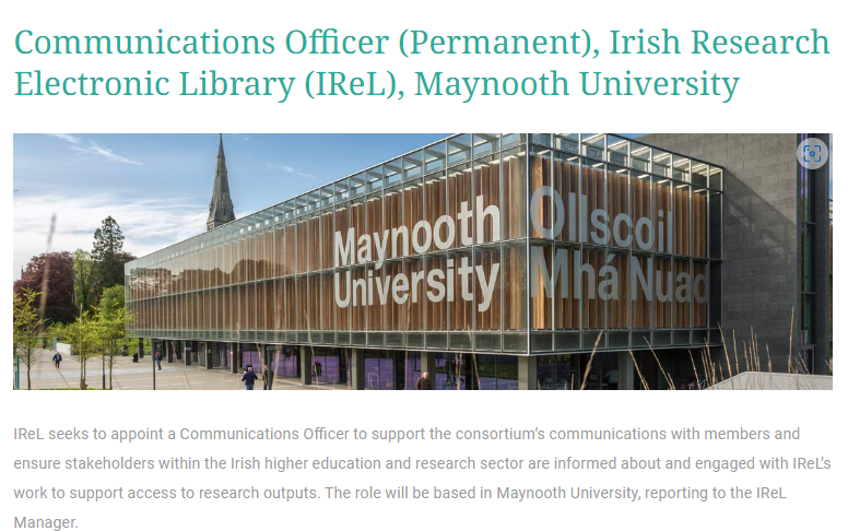 One week remaining to apply for this IReL job! #LISjobsIE (closing date Sunday, 24th March) twitter.com/IReLibrary/sta…