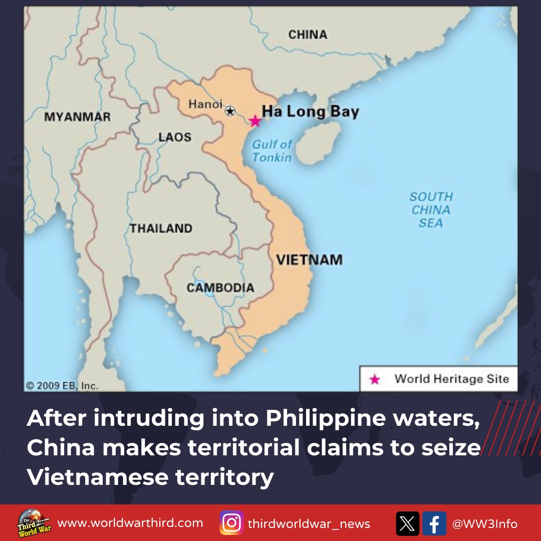 #ThirdWorldWar: After intruding in #Philippine territorial waters, #China now looks at #Vietnam to capture areas in #GulfOfTonkin by changing the baseline. Nevertheless, Vietnam urges China to respect the international law and agreements.
