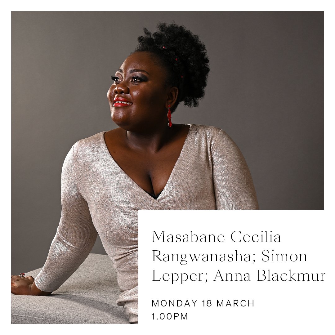 Today at Wigmore Hall, @MasabaneCecilia returns with pianist @SimonLepper and violinist Anna Blackmur for a programme that includes Strauss' 'Morgen.' 🕰️ 1.00pm 🎶 Androzzo, Brahe, G Mahler and more 🎟️ wigmore-hall.org.uk/whats-on/20240…