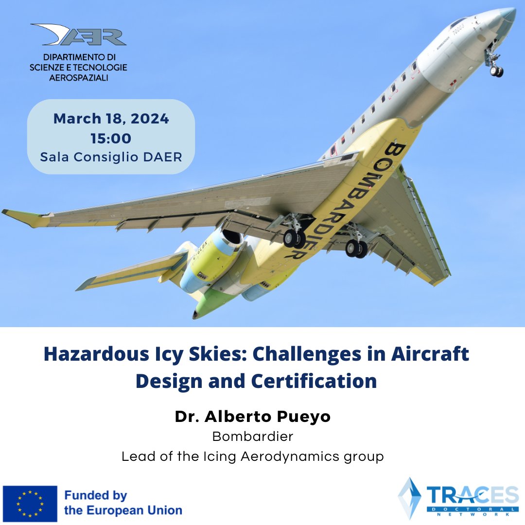 daer_polimi's tweet photo. The @MSCActions @TRACES_DNJD seminar series has been launched!
On Monday, March 18, two seminars will be organized:
• 15:00 Alberto Pueyo,from @Bombardier 
• 16:00 Pierre Trontin, from @UnivLyon1 
👉Abstracts, 📽️link, and all info at https://t.co/k4vusUCknM
#DAERseminar #PhDAER https://t.co/Tl8AjP9N3K