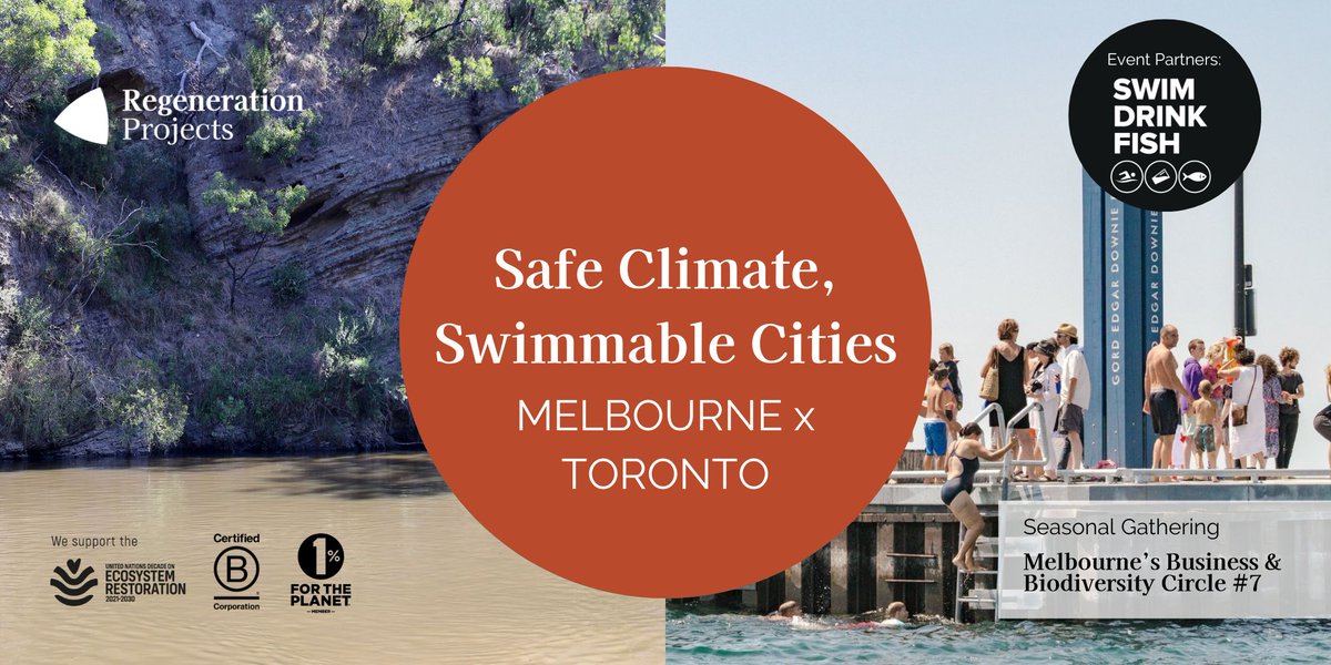 🗓 In light of #WorldWaterDay our partner #RegenerationProject is hosting an online event on how we can restore clean urban waterways & swimmable cities. Join them (& our Advisory Board Co-Chair Thais Corral!) on 20 March, 12pm AEDT. All info here: events.humanitix.com/melbourne-x-to…