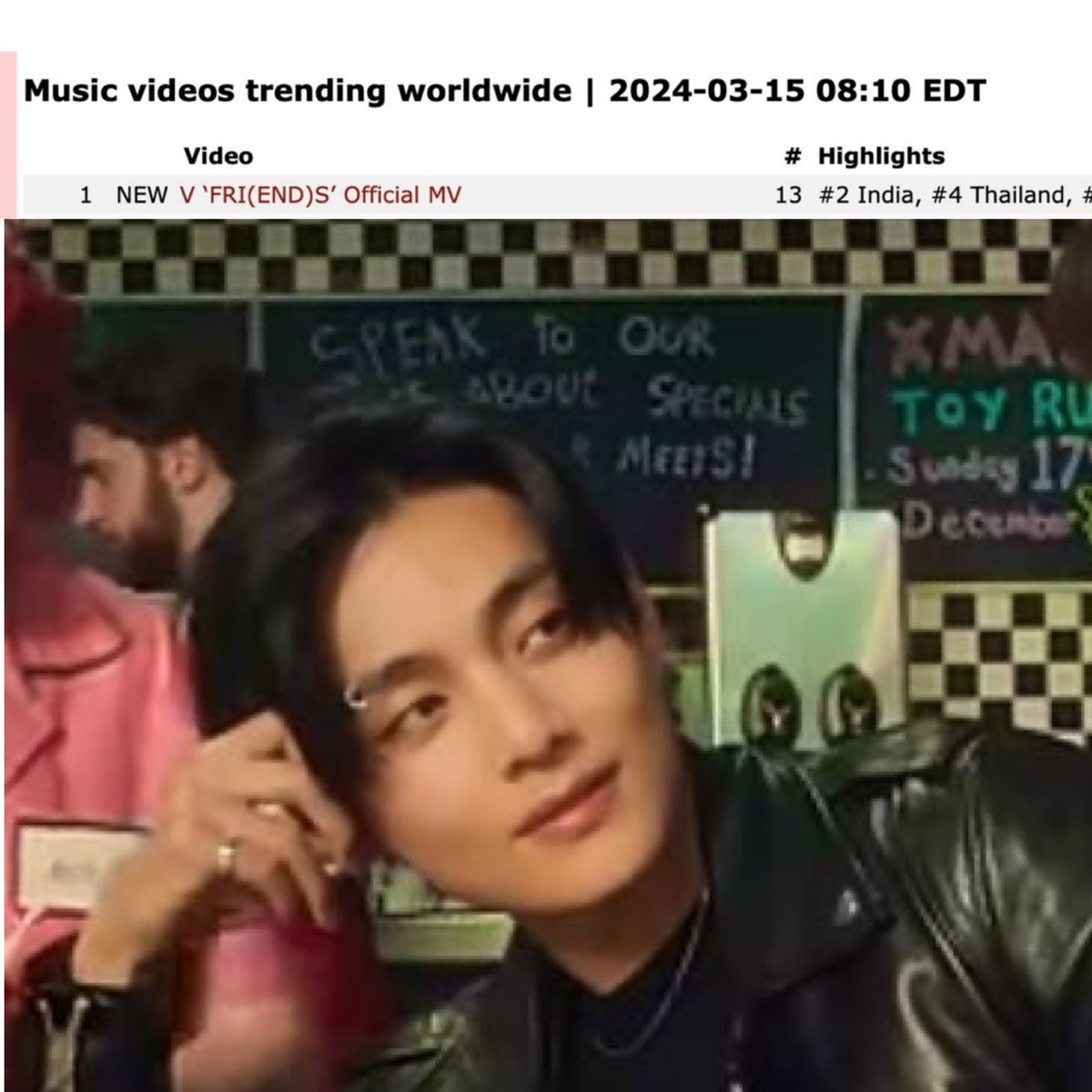 Daniela78068905's tweet photo. #V’s 'FRI(END)S' MV is now the #1 trending music video on Youtube worldwide!🔥🔥

CONGRATULATIONS TAEHYUNG
#V_FRIENDS #V_FRI_END_S https://t.co/lGLqWnaX9g
