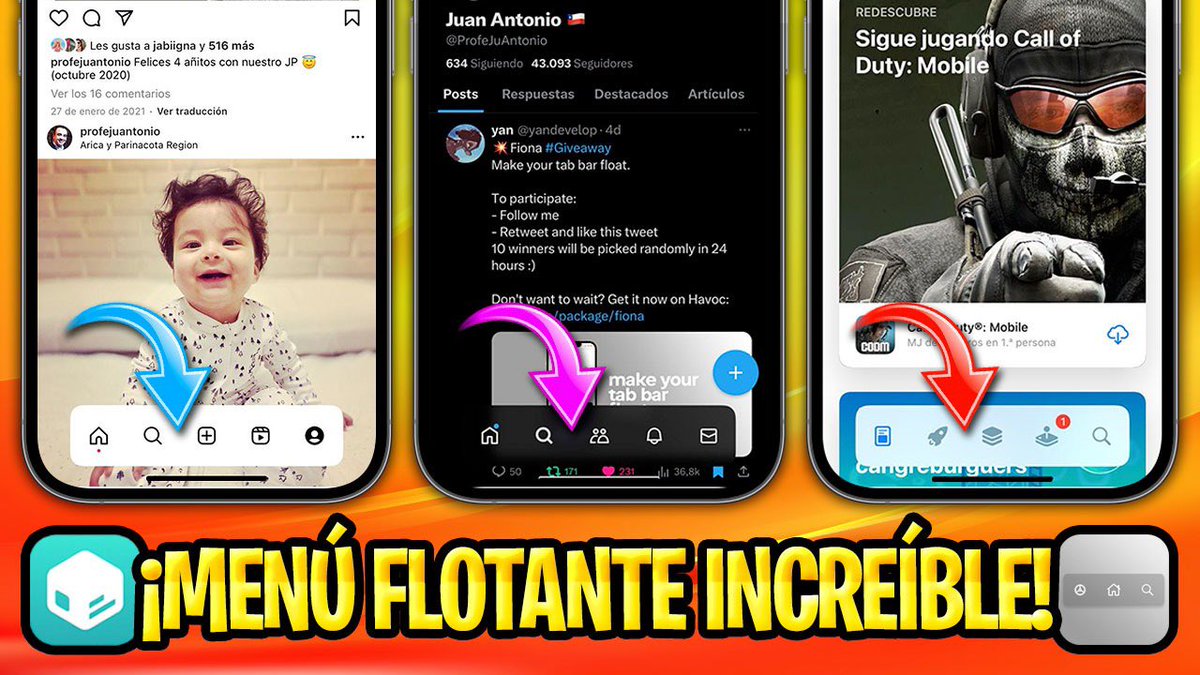 ProfeJuAntonio's tweet photo. 📦 REIMAGINA COMO NUNCA ANTES EL MENÚ FLOTANTE EN TUS APLICACIONES ✨

🎥 https://t.co/wZWsuUmRD7

🎁 Regalo 🔟 licencias de #Fiona y sólo debes:

1️⃣ Seguir a su creador @yandevelop
2️⃣ Seguirme en @ProfeJailbreak 
3️⃣ Dar #ReTweet y ❤️

#Jailbreak #Dopamine
#Palera1n #TrollStore https://t.co/VBiG2OAaPz