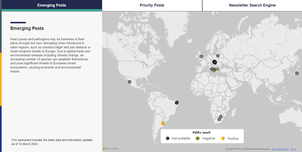 Plants_EFSA's tweet photo. If you want to discover the #EmergingPests of the month mentioned in the #HorizonScanning newsletter presented in an interactive map, or trends about #PriorityPests or retrieve previously published content, look into our #dashboard
👉🏼https://t.co/ZCEFOZl9sP
#dontmissthechance https://t.co/REwx5YZlX2
