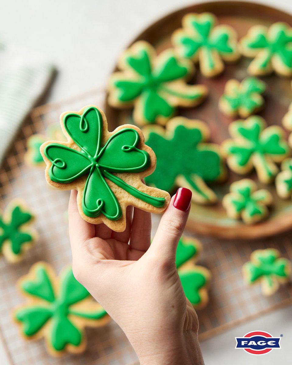 Add a little luck to your weekend with these adorable Shamrock Cookies! Made with FAGE Sour Cream for a super soft cookie ☘️ bit.ly/42bx6kX