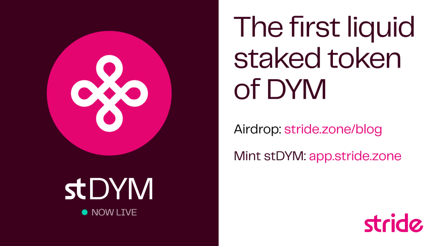 Definews_Info's tweet photo. π’ @Stride_zone is excited to introduce the debut of $stDYM
π’ #stDYM is the initial liquid staked token by @Dymension for $DYM, and #Stride's 13th LST
π½VISIT
https://t.co/C3HxEQyX2F
#Definews https://t.co/HUmNz8Fxfl