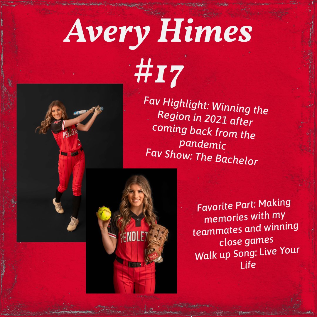 Next up is Avery. Avery has really stepped up this season being a leader for us on and off the field. She brings great speed to the outfield. We can’t wait to see what she accomplishes this year! Welcome back, #17!