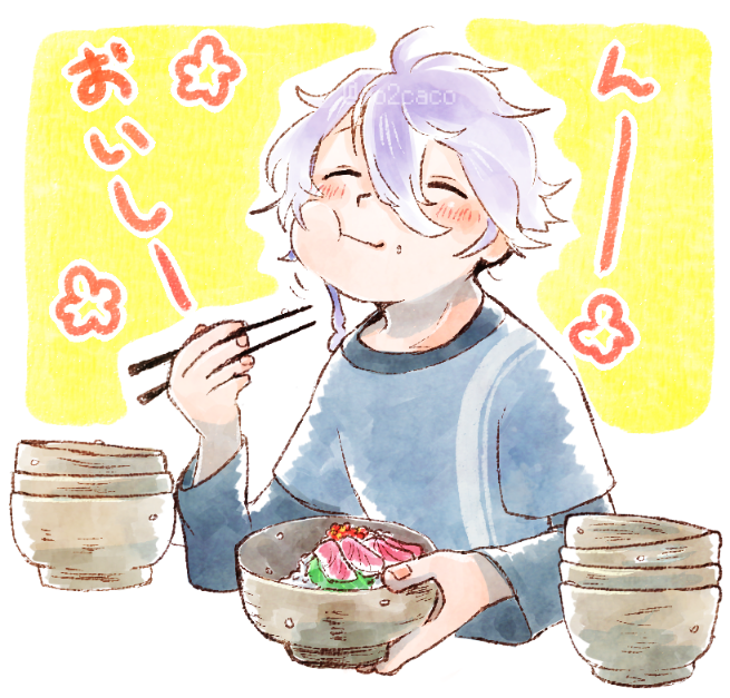 「#TLを食いしん坊な刀剣男士でいっぱいにしよう弊本丸の清麿は大食いです 」|復活のコードリ🍅のイラスト