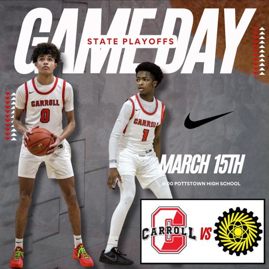 𝐆𝐀𝐌𝐄𝐃𝐀𝐘! ELITE 8!!!! PIAA 4A Third Round 🆚: Carver E&S 📍: Pottstown High School ⏰: 6:00 PM 🎟️: ONLINE ONLY (piaa.org/sports/tickets…)